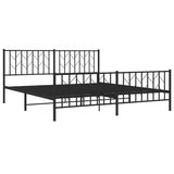 Metal Bed Frame without Mattress with Footboard Black 183x203 cm King