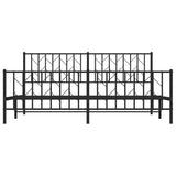 Metal Bed Frame without Mattress with Footboard Black 183x203 cm King