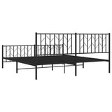 Metal Bed Frame without Mattress with Footboard Black 183x203 cm King - Close-Up Angle