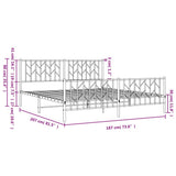 Metal Bed Frame without Mattress with Footboard Black 183x203 cm King