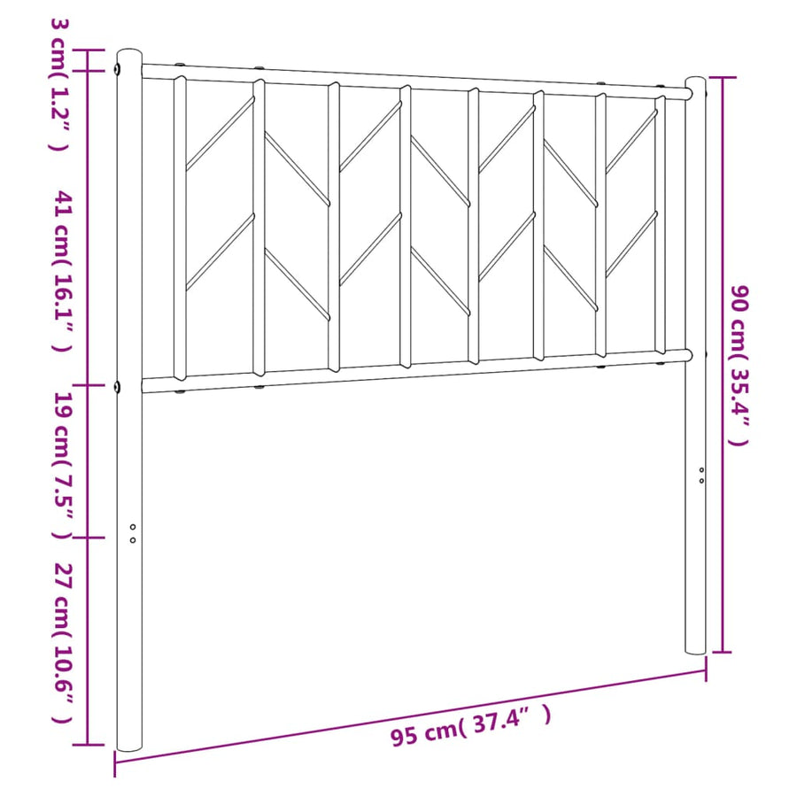 Metal Replace Headboard Black 90 cm