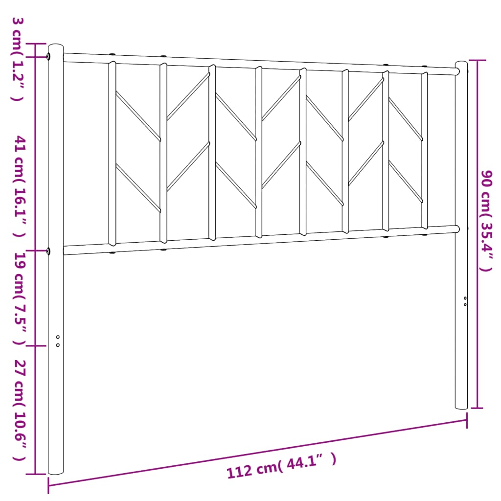 Metal Replace Headboard Black 107 cm
