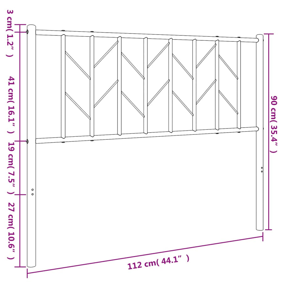 Metal Replace Headboard Black 107 cm