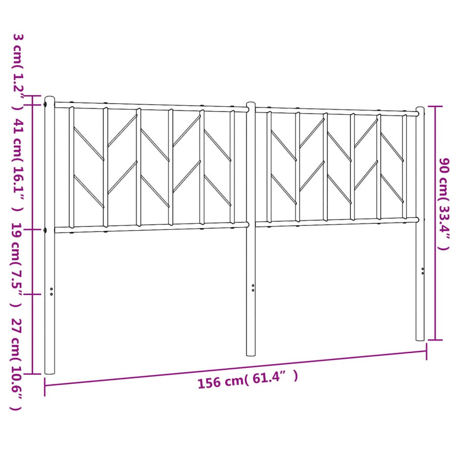 Metal Replace Headboard Black 150 cm
