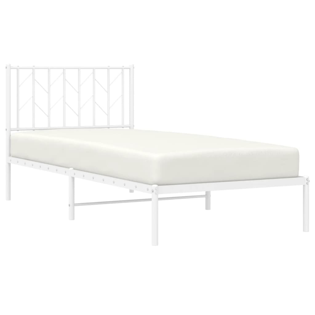 Metal Bed Frame without Mattress with Headboard White 90x190 cm