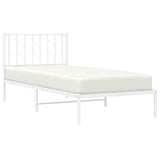 Metal Bed Frame without Mattress with Headboard White 90x190 cm - Side View