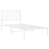 Metal Bed Frame without Mattress with Headboard White 90x190 cm