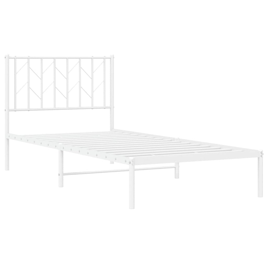 Metal Bed Frame without Mattress with Headboard White 90x190 cm