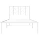 Metal Bed Frame without Mattress with Headboard White 90x190 cm