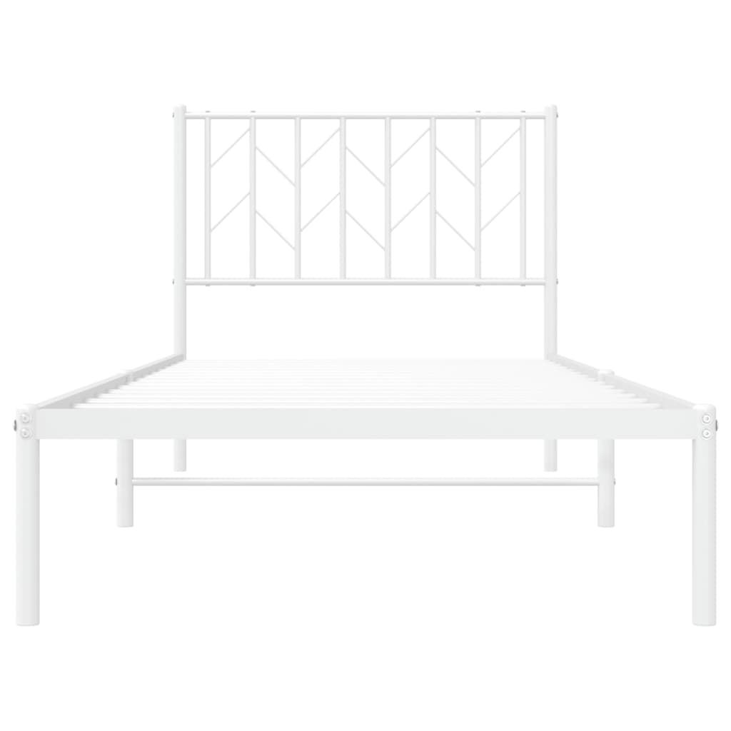 Metal Bed Frame without Mattress with Headboard White 90x190 cm