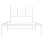 Metal Bed Frame without Mattress with Headboard White 90x190 cm