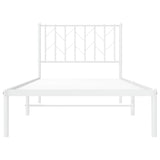 Metal Bed Frame without Mattress with Headboard White 90x190 cm - 45-Degree Angle