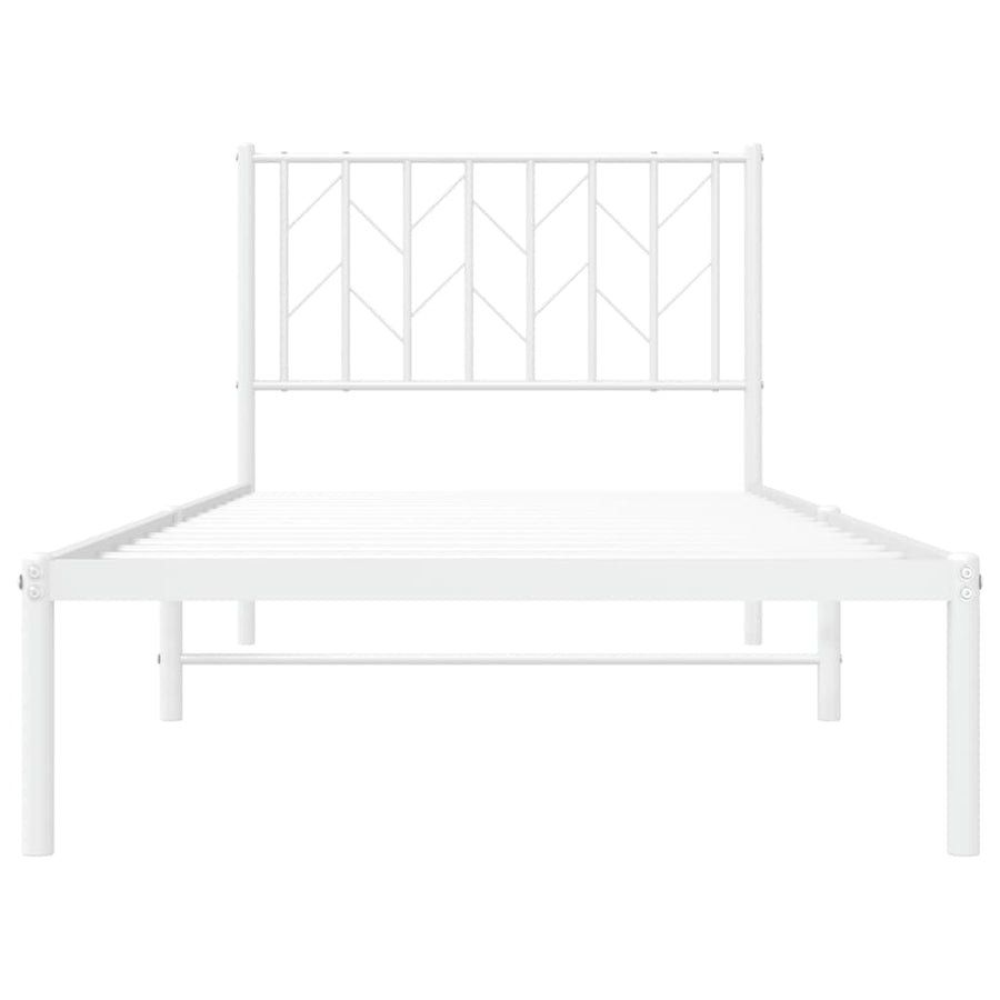 Metal Bed Frame without Mattress with Headboard White 90x190 cm
