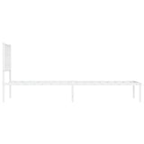 Metal Bed Frame without Mattress with Headboard White 90x190 cm - Rear View