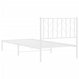 Metal Bed Frame without Mattress with Headboard White 90x190 cm - Close-Up Angle