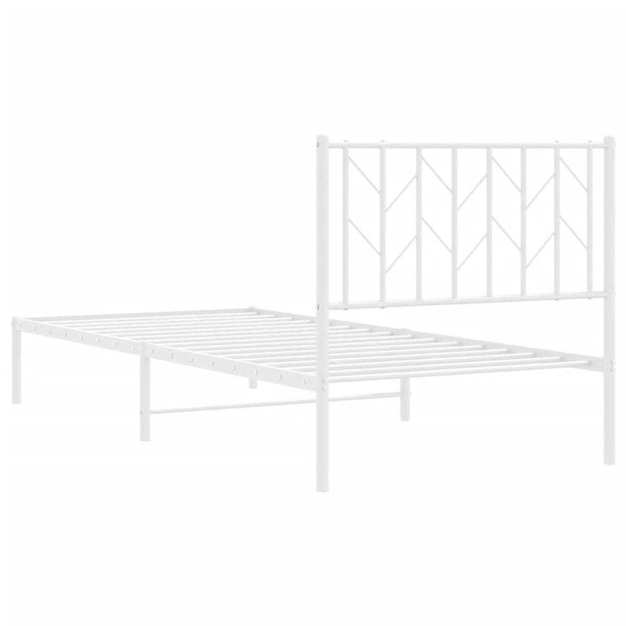 Metal Bed Frame without Mattress with Headboard White 90x190 cm