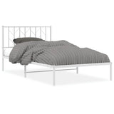 Metal Bed Frame without Mattress with Headboard White 107x203 cm King Single - Front View