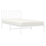 Metal Bed Frame without Mattress with Headboard White 107x203 cm King Single - Side View