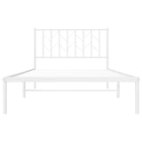Metal Bed Frame without Mattress with Headboard White 107x203 cm King Single - 45-Degree Angle