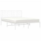Metal Bed Frame without Mattress with Headboard White 135x190 cm - Side View