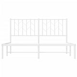 Metal Bed Frame without Mattress with Headboard White 135x190 cm - 45-Degree Angle