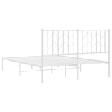Metal Bed Frame without Mattress with Headboard White 135x190 cm