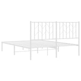 Metal Bed Frame without Mattress with Headboard White 135x190 cm - Close-Up Angle