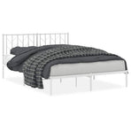 Metal Bed Frame without Mattress with Headboard White 150x200 cm