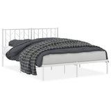 Metal Bed Frame without Mattress with Headboard White 150x200 cm - Front View