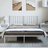 Metal Bed Frame without Mattress with Headboard White 150x200 cm - Side View