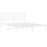 Metal Bed Frame without Mattress with Headboard White 150x200 cm - Top-Down View