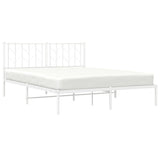 Metal Bed Frame without Mattress with Headboard White 150x200 cm - 45-Degree Angle
