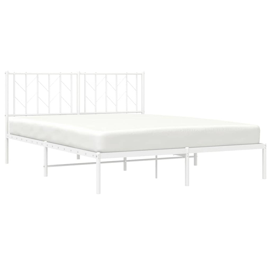 Metal Bed Frame without Mattress with Headboard White 150x200 cm