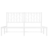Metal Bed Frame without Mattress with Headboard White 150x200 cm - Rear View