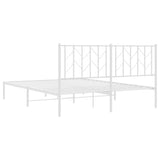 Metal Bed Frame without Mattress with Headboard White 150x200 cm