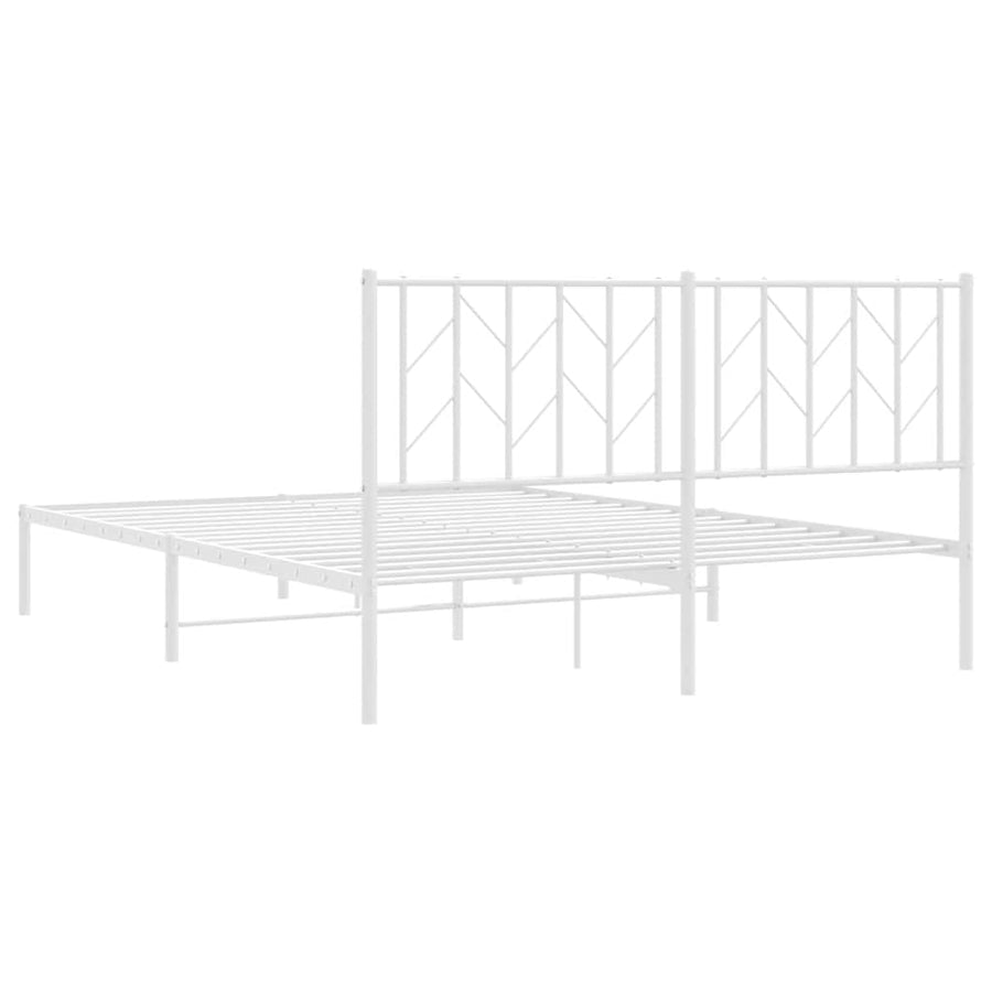 Metal Bed Frame without Mattress with Headboard White 150x200 cm
