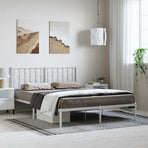 Metal Bed Frame without Mattress with Headboard White 150x200 cm