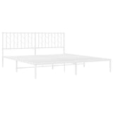 Metal Bed Frame without Mattress with Headboard White 183x203 cm King - Top-Down View