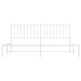 Metal Bed Frame without Mattress with Headboard White 183x203 cm King