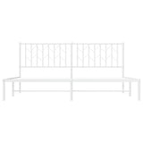 Metal Bed Frame without Mattress with Headboard White 183x203 cm King - 45-Degree Angle