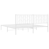 Metal Bed Frame without Mattress with Headboard White 183x203 cm King - Close-Up Angle