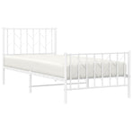 Metal Bed Frame without Mattress with Footboard White 90x190 cm