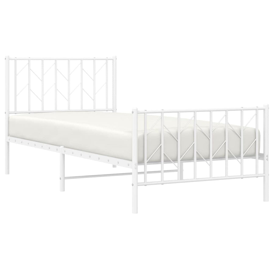 Metal Bed Frame without Mattress with Footboard White 90x190 cm