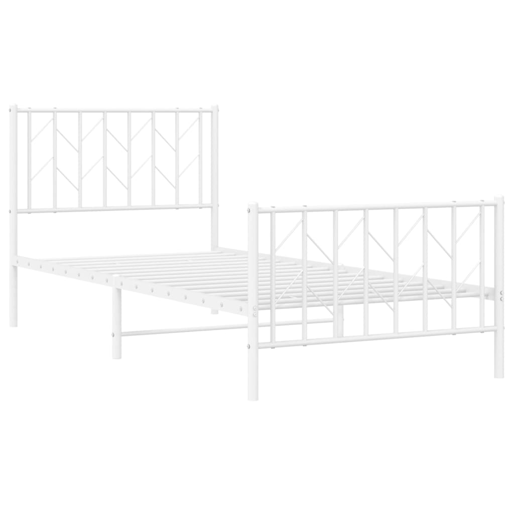 Metal Bed Frame without Mattress with Footboard White 90x190 cm