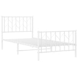 Metal Bed Frame without Mattress with Footboard White 90x190 cm - Top-Down View