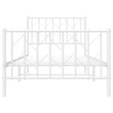 Metal Bed Frame without Mattress with Footboard White 90x190 cm - 45-Degree Angle