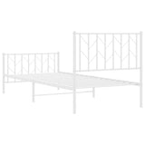 Metal Bed Frame without Mattress with Footboard White 90x190 cm - Close-Up Angle