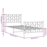 Metal Bed Frame without Mattress with Footboard White 90x190 cm - Extra Image