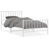 Metal Bed Frame without Mattress with Footboard?White 107x203 cm King Single