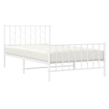 Metal Bed Frame without Mattress with Footboard?White 107x203 cm King Single